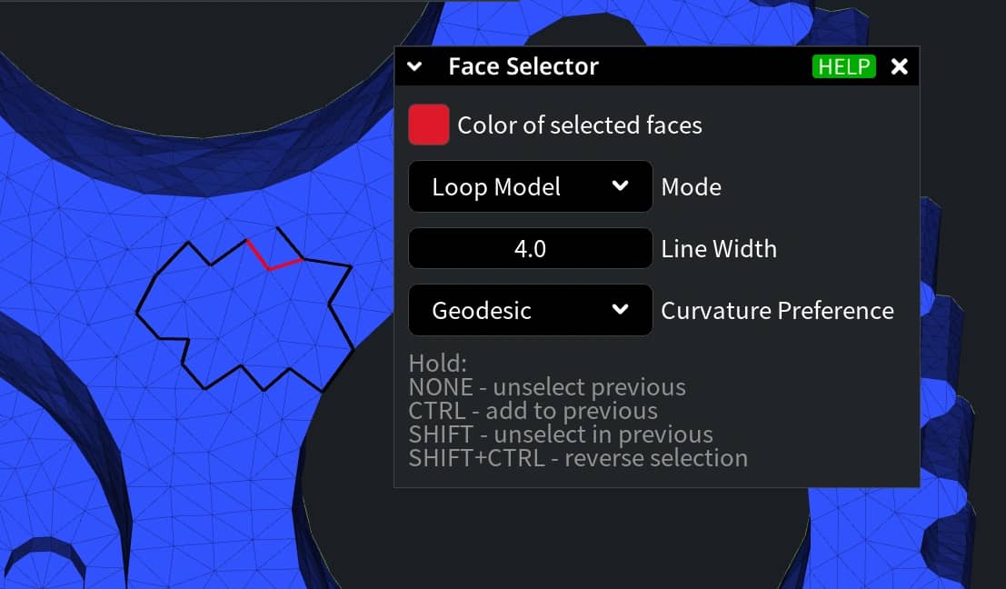 Loop Model mode following a loop across the mesh.