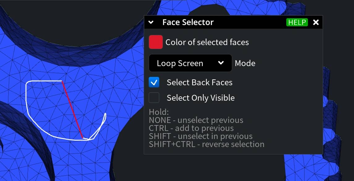 Loop Screen mode with a drawn selection boundary.
