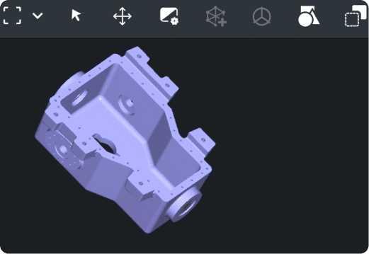 Purple mechanical housing displayed in the viewport.
