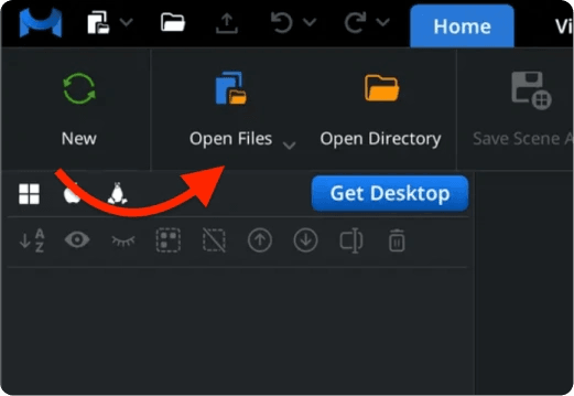 Open Files control in the Home toolbar.