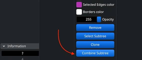 Combine Subtree action for joining selected scene components.