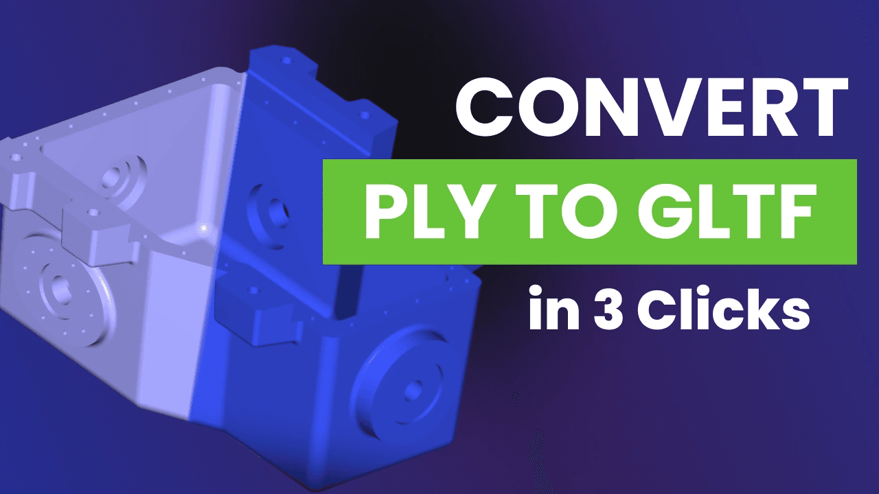PLY to GLTF conversion graphic.