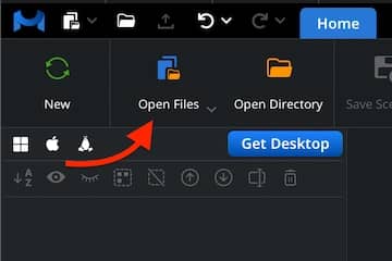 Open Files control in the Home toolbar.