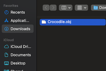 File browser window displaying the selection of an OBJ file in MeshInspector.