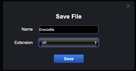 Save File dialog in MeshInspector showing STL as the selected file extension.