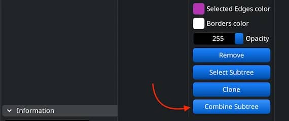 Combine Subtree action for joining selected scene components.