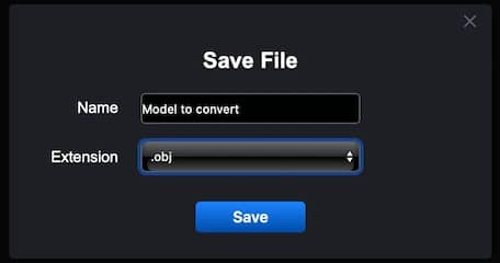 Save File dialog with the output filename and extension fields.