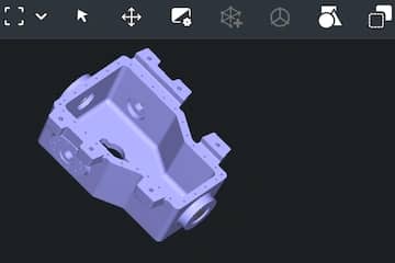 Purple mechanical housing displayed in the viewport.