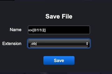Save File dialog with the output filename and extension fields.