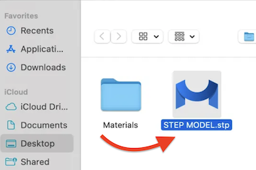 Browsing and selecting STP files using MeshInspector’s file explorer