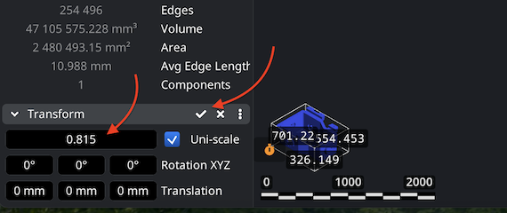 Adjusting STL scale and size in MeshInspector