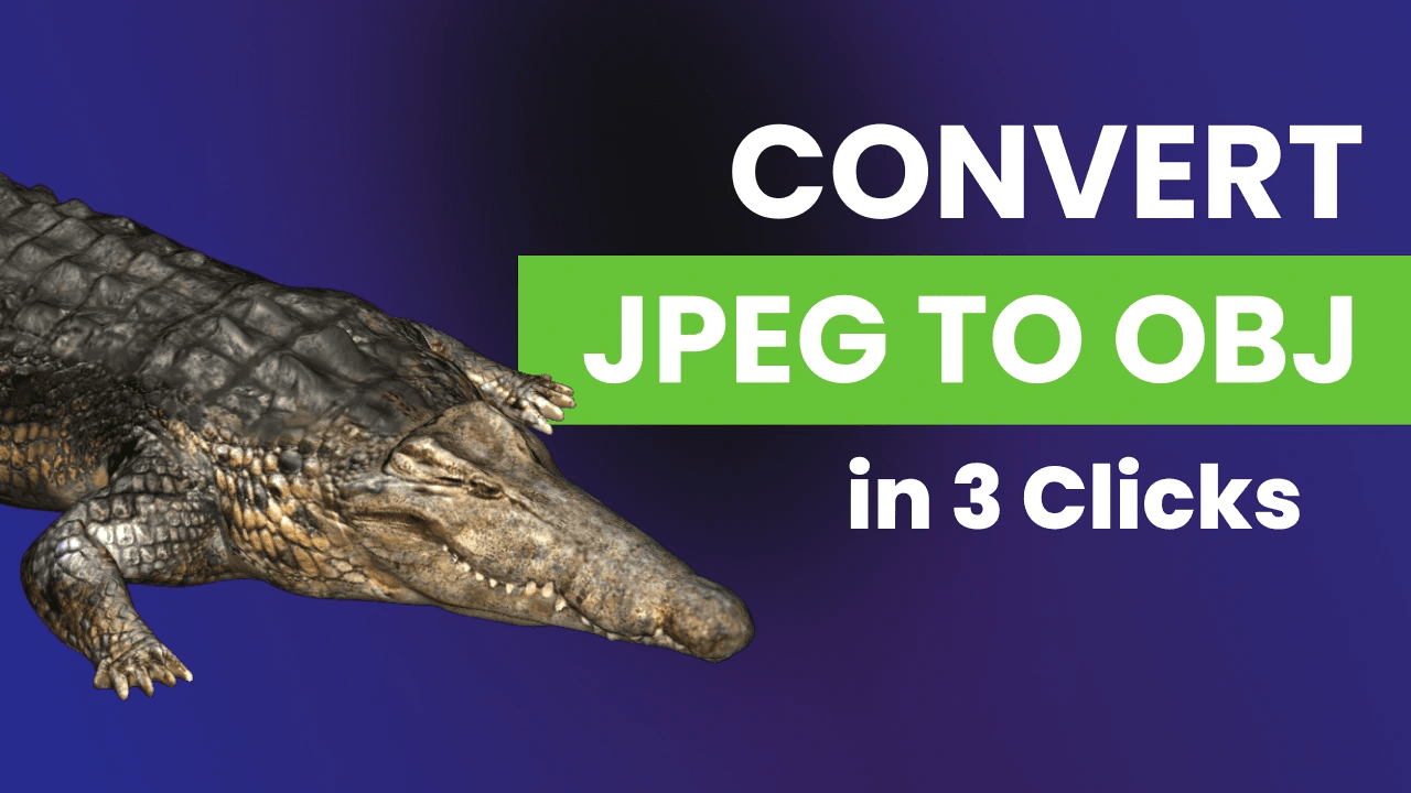 JPEG to OBJ conversion graphic.