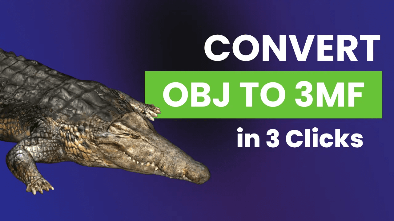 OBJ to 3MF conversion graphic.