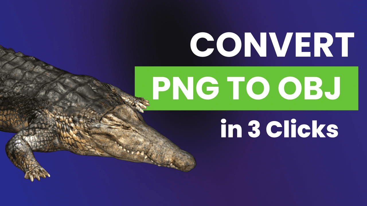 PNG to OBJ conversion graphic.