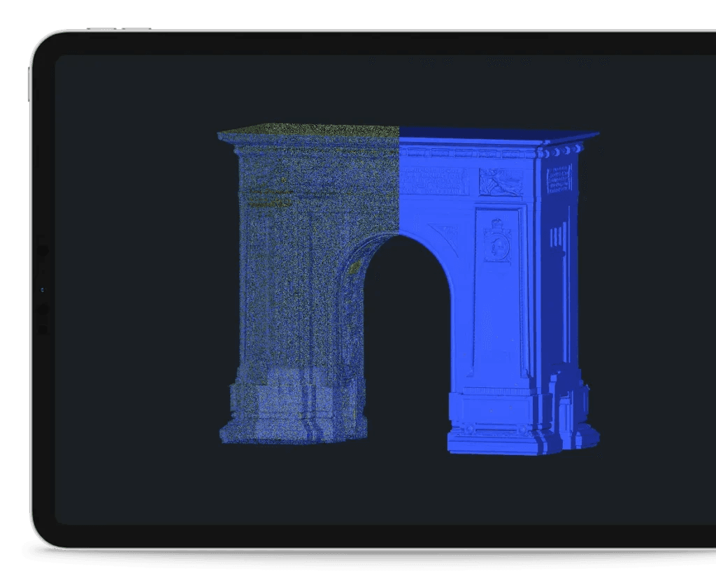Triangulated architectural model of an arch.