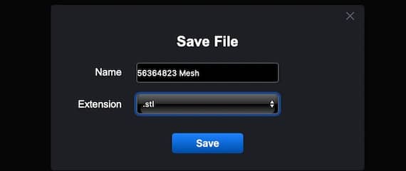 Save File dialog with filename and extension fields.