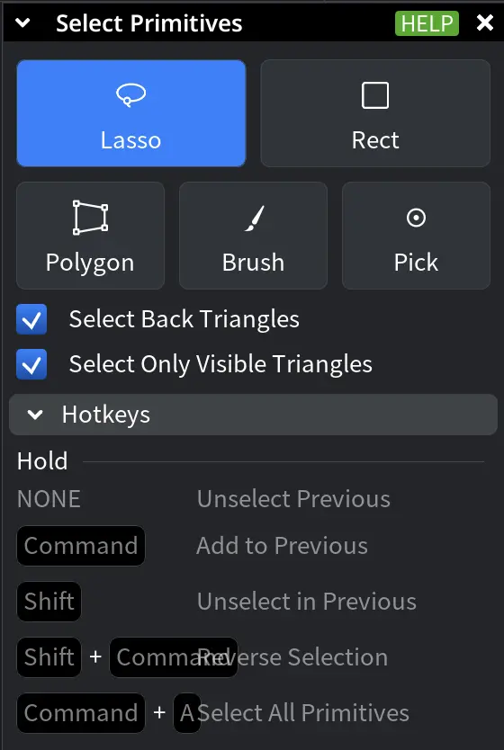 Select Primitives in MeshInspector