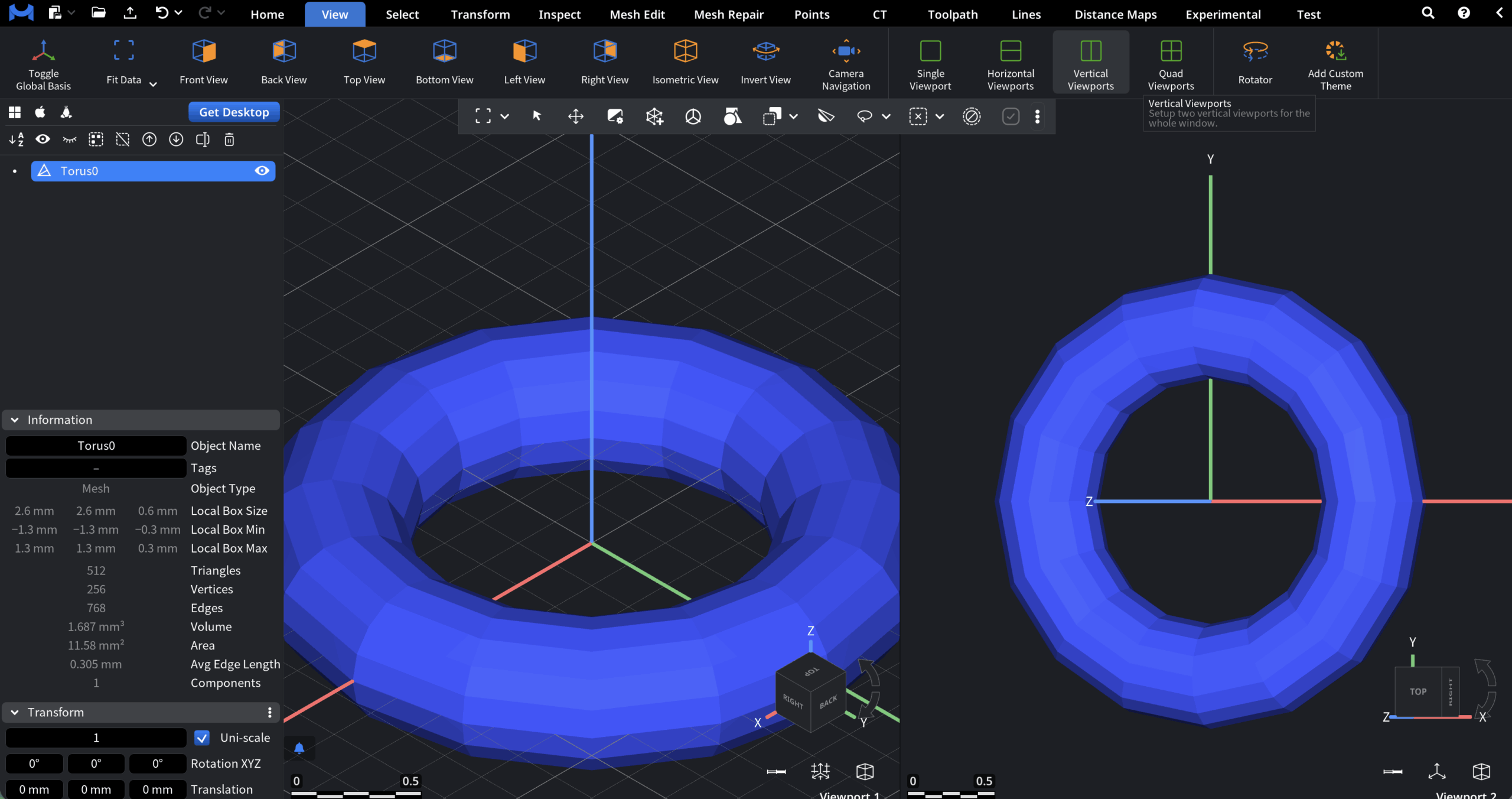 How Vertical Viewports in MeshInspector Look