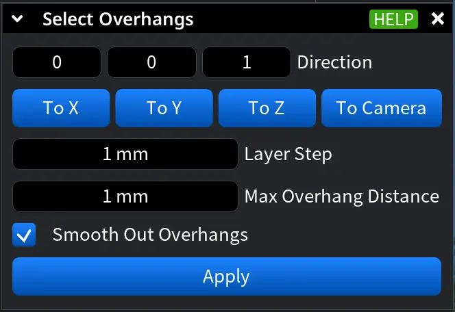 Select Overhangs in MeshInspector