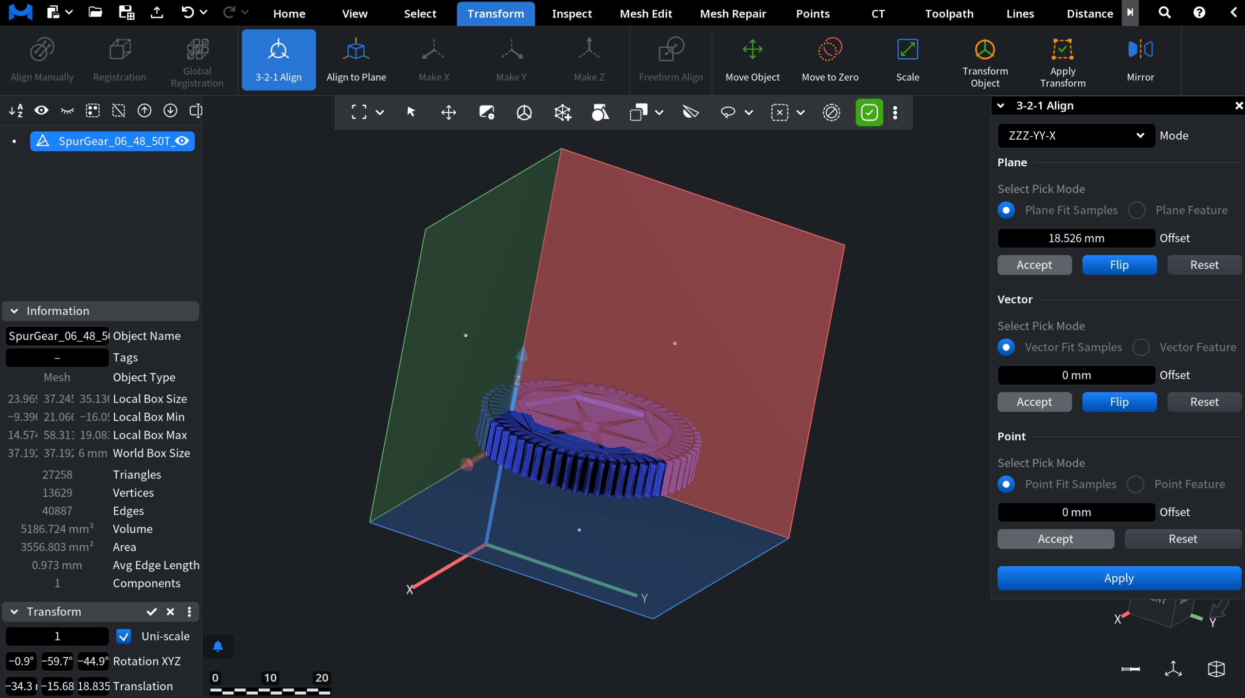3-2-1 Align in MeshInspector