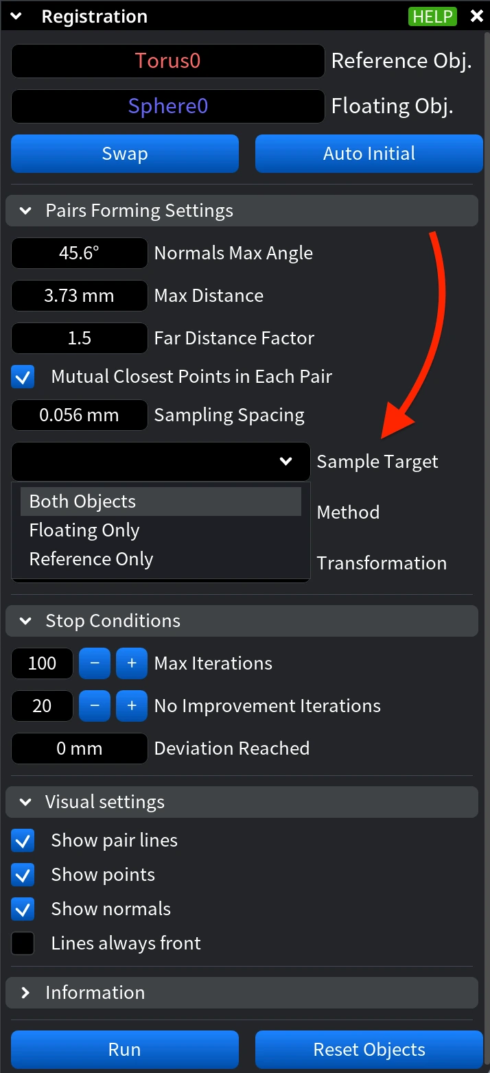 Sample Target in Registration