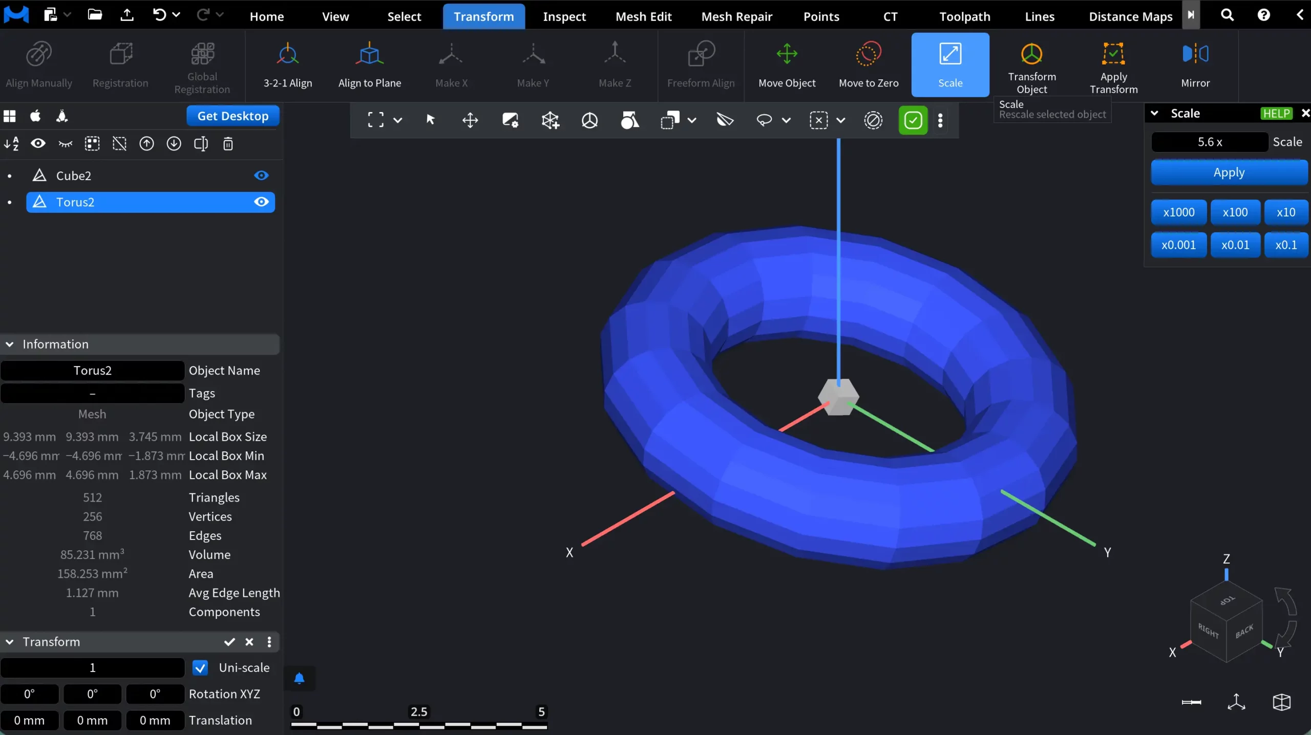 Scale in MeshInspector