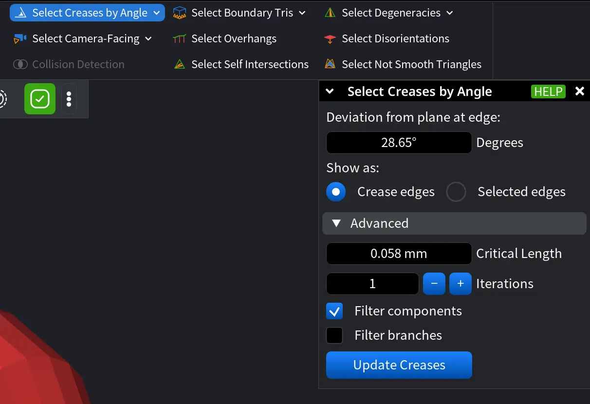 Select Creases by Angle