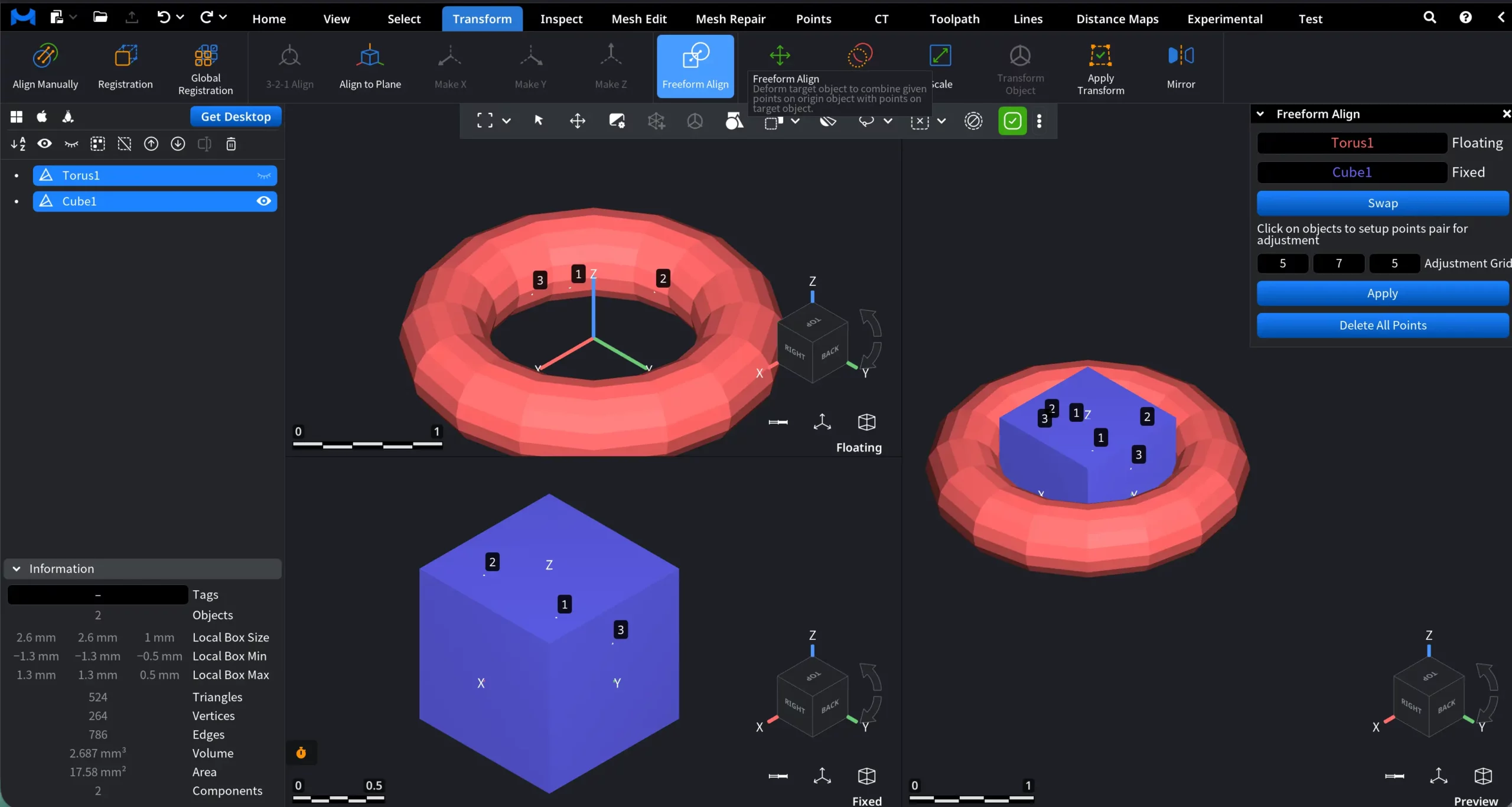 Freeform Align in MeshInspector