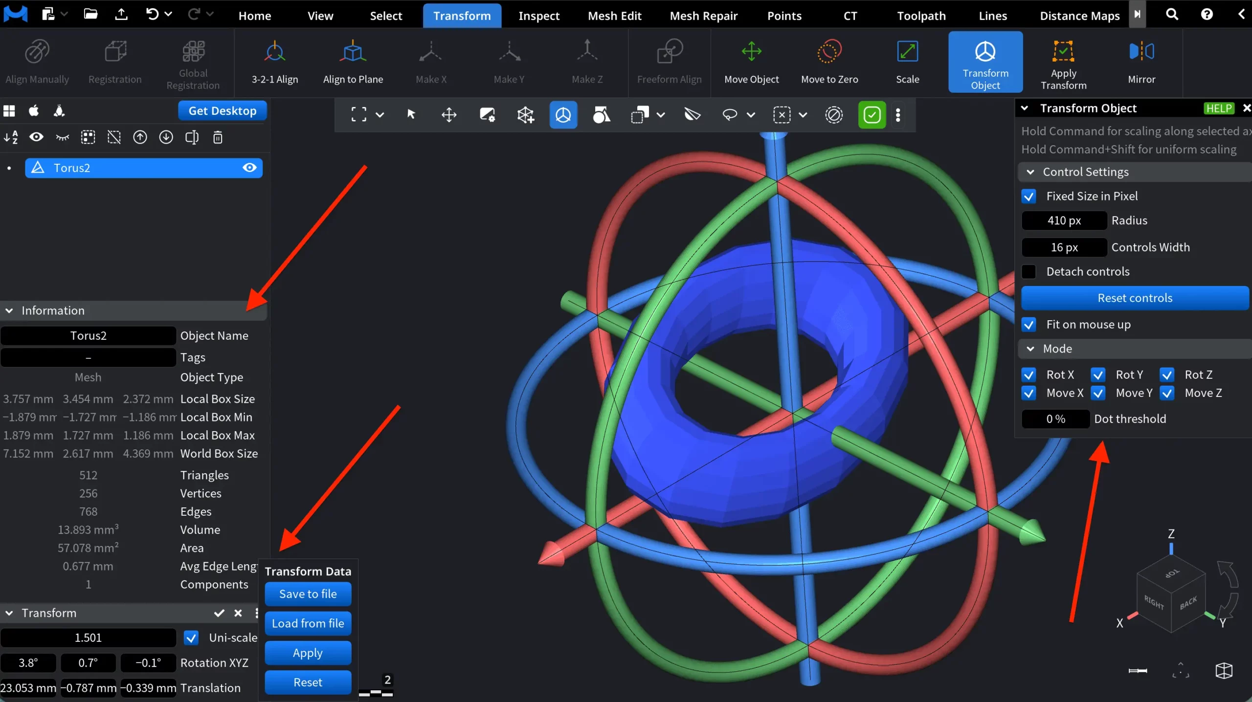 Transform in MeshInspector