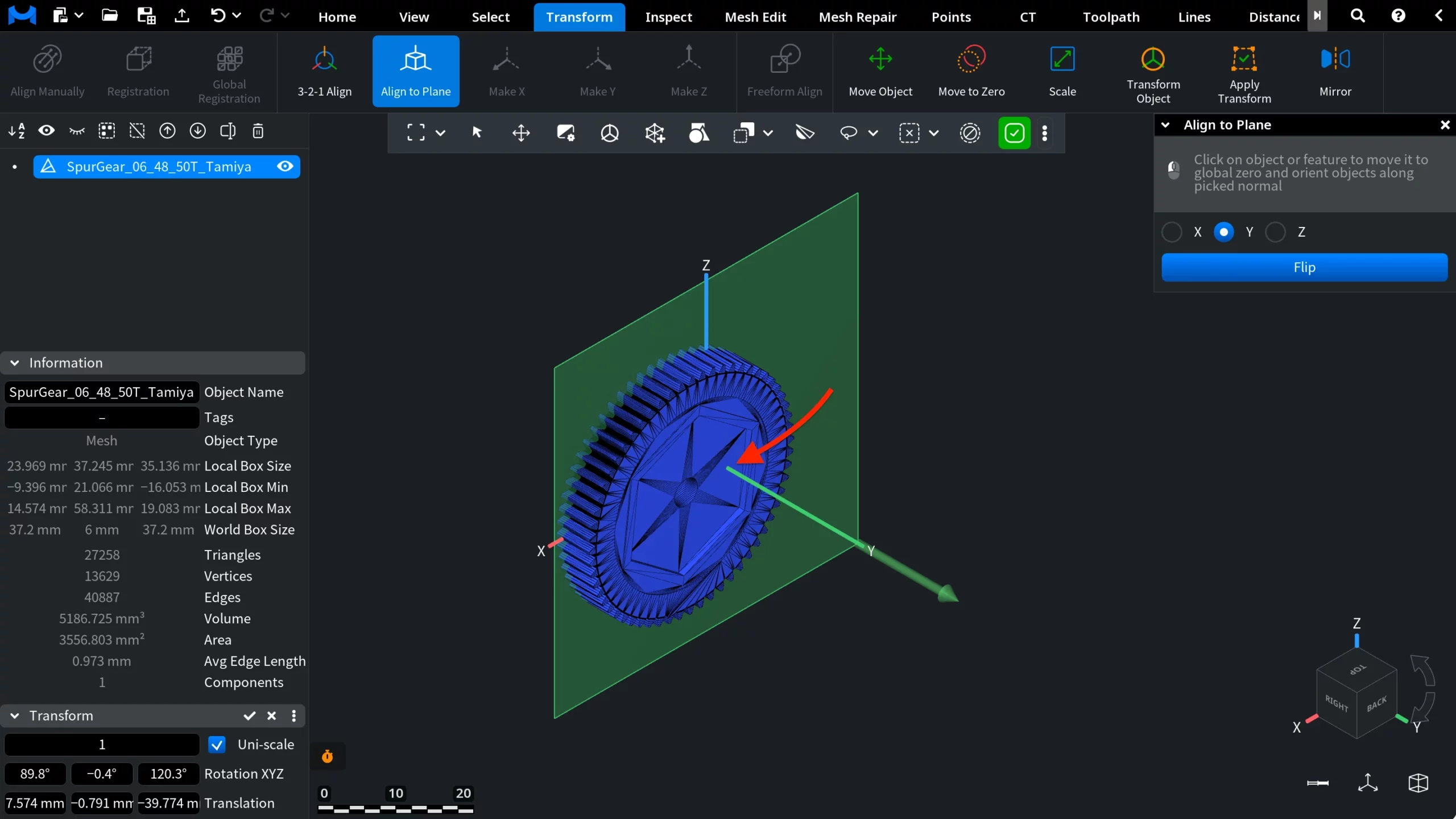 Align to Plane: Y Axis