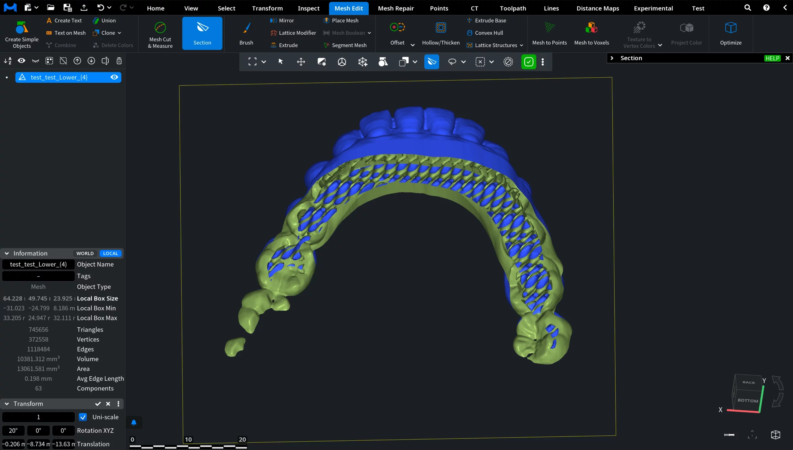 Applying Section to Verify Lattice Structures