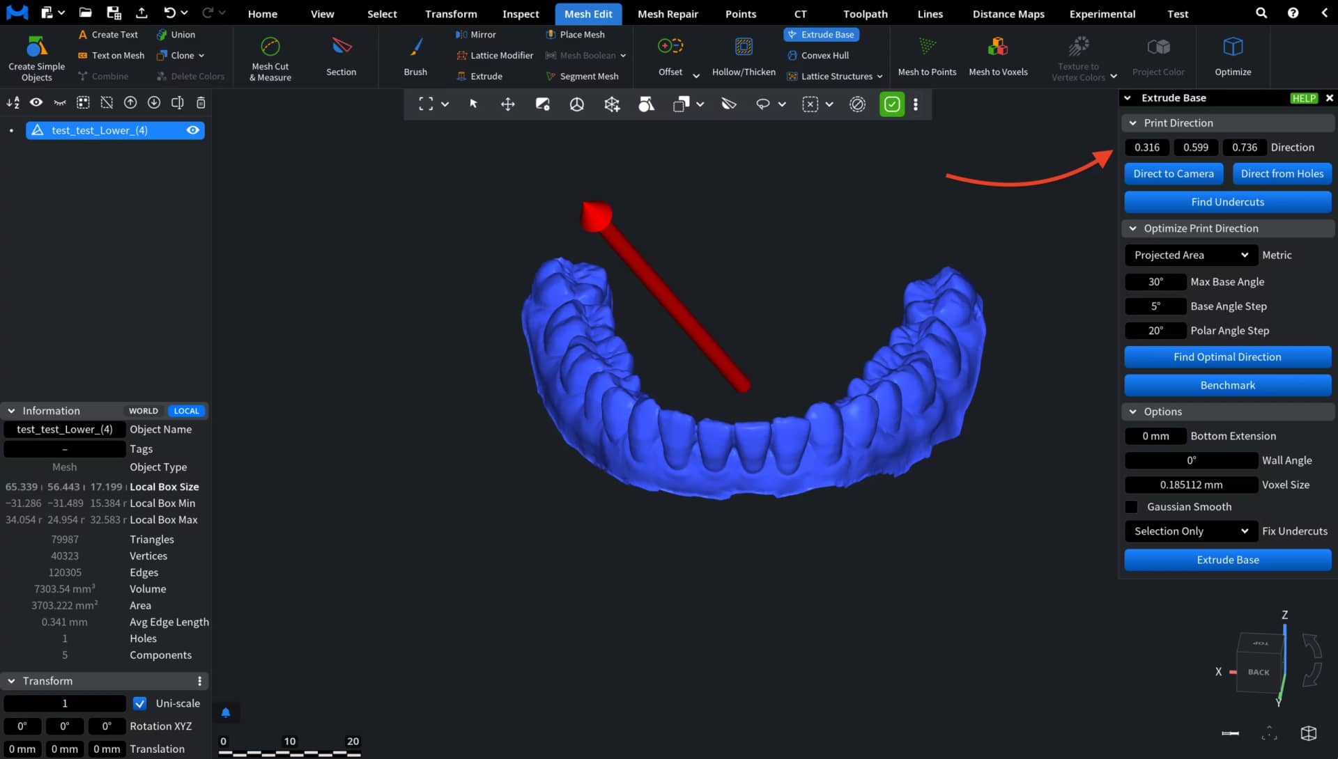 Extrude Base: Defining the Vector