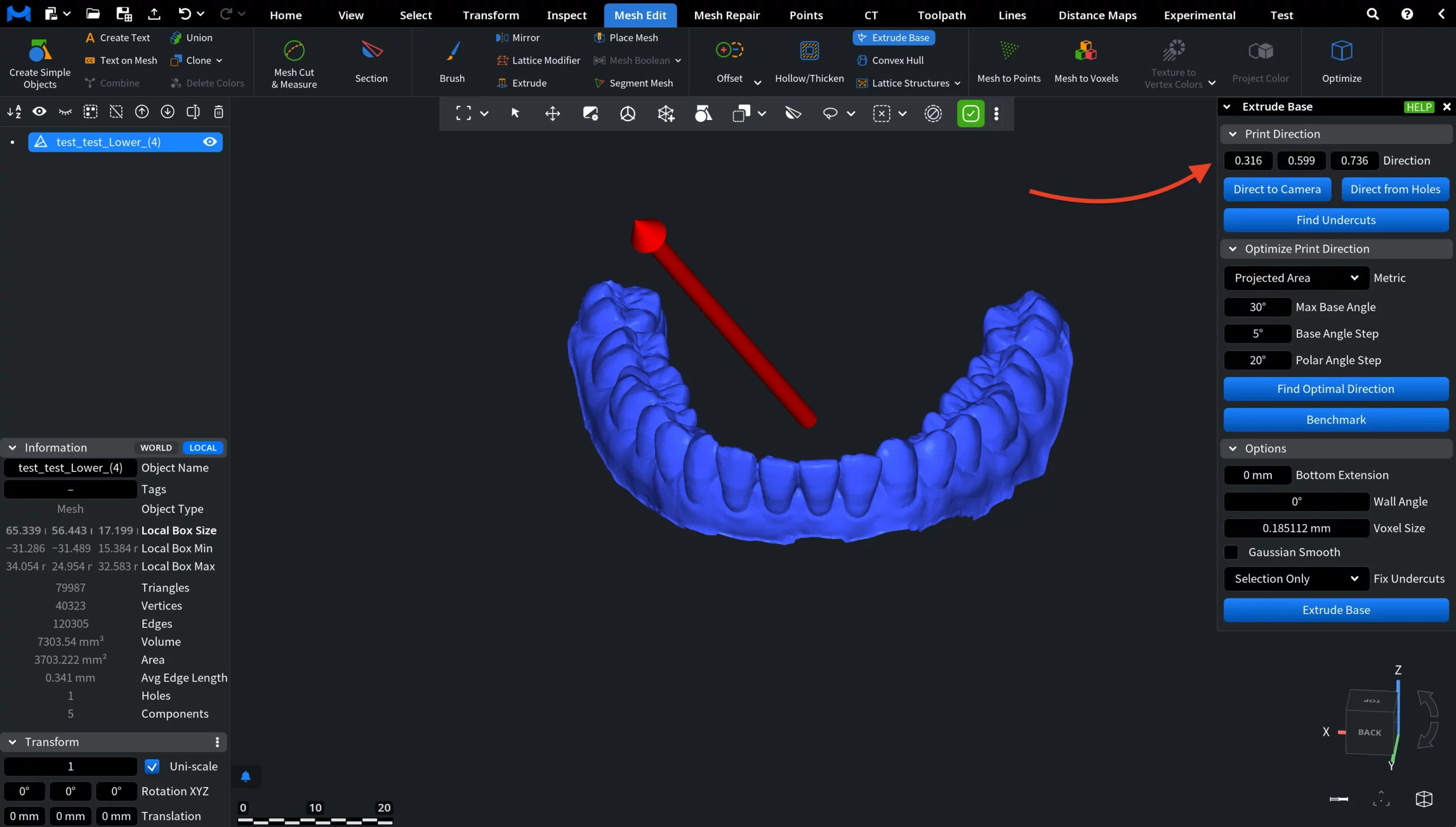 Extrude Base: Defining the Vector