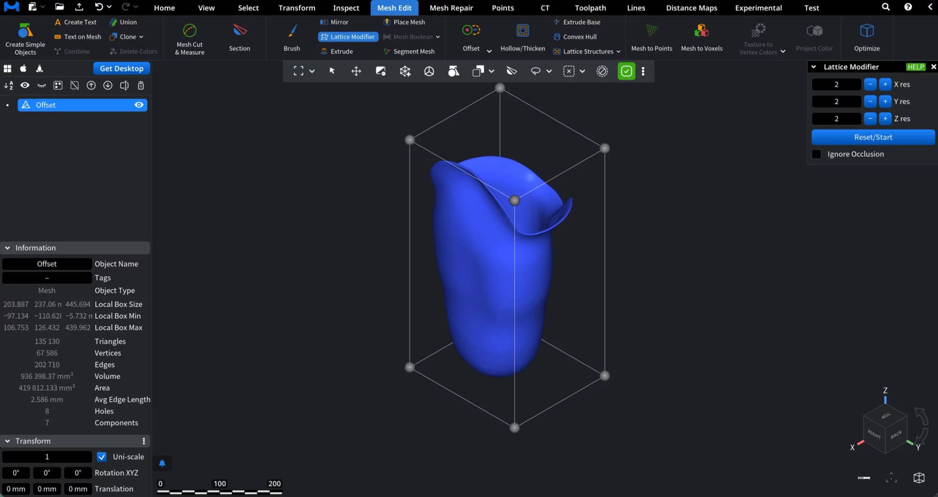 Default Settings in Lattice Modifier