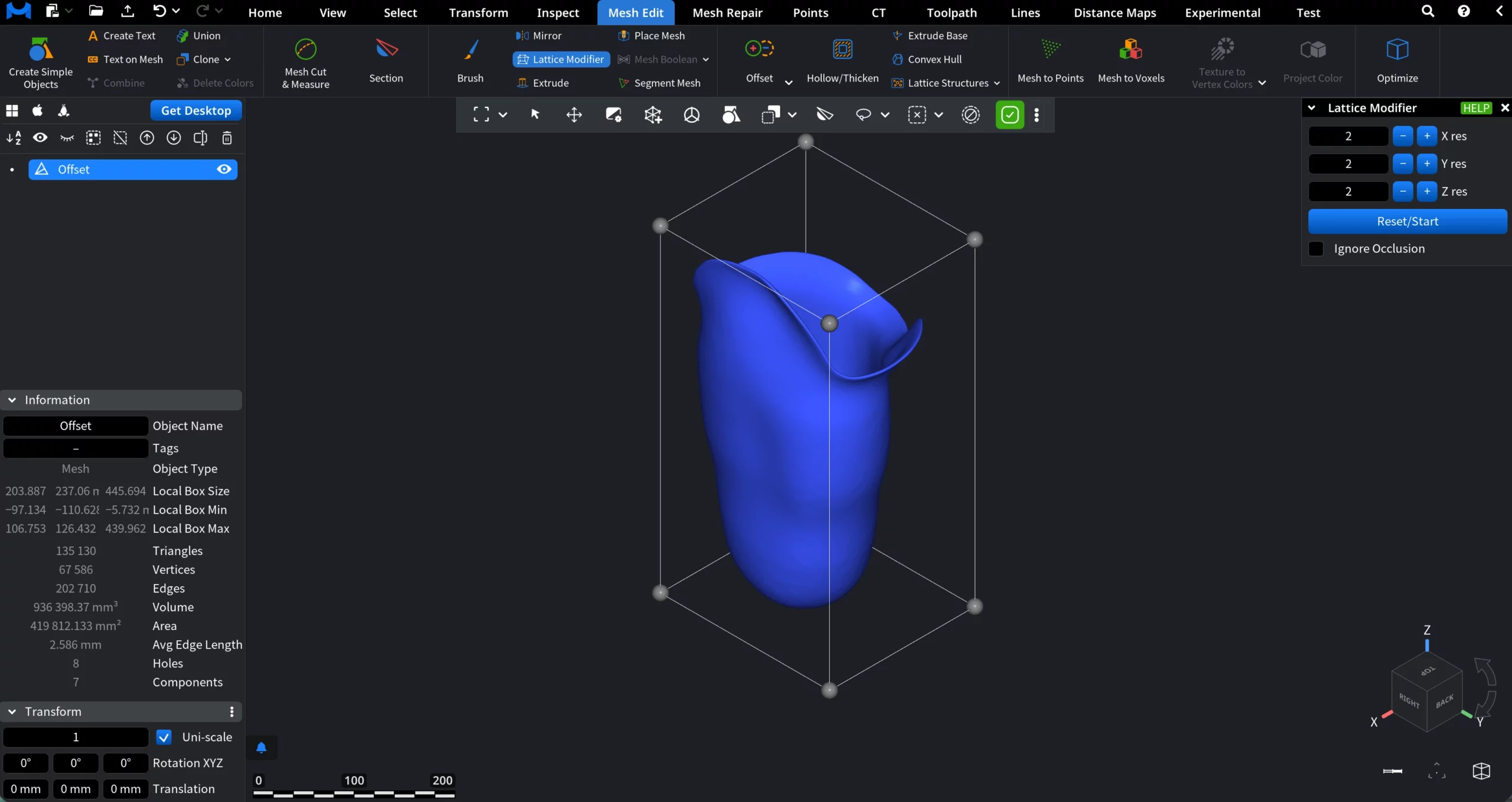 Default Settings in Lattice Modifier