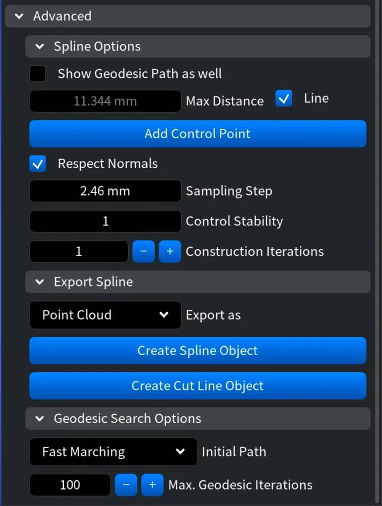 Advanced Spline Options