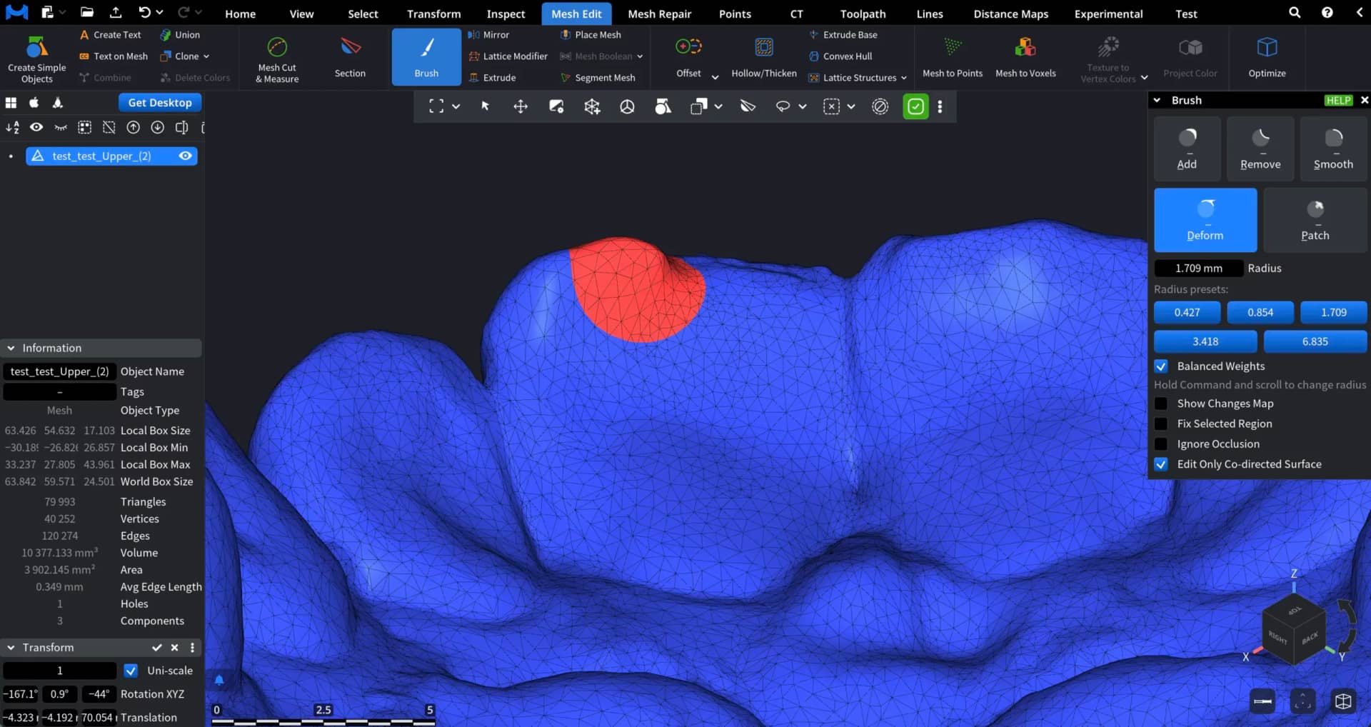 Brush in MeshInspector: Deform