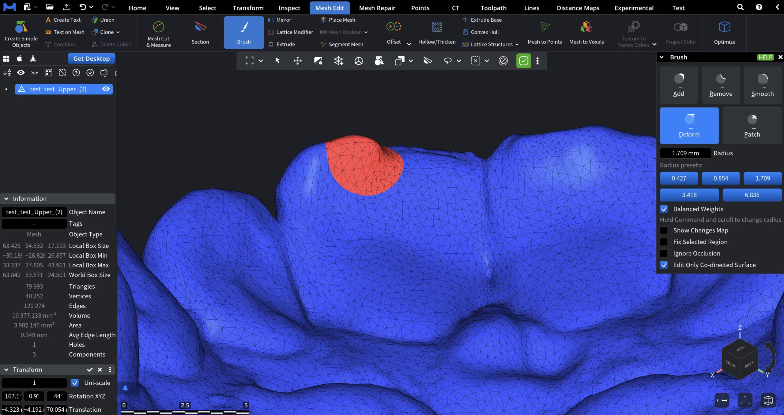 Brush in MeshInspector: Deform