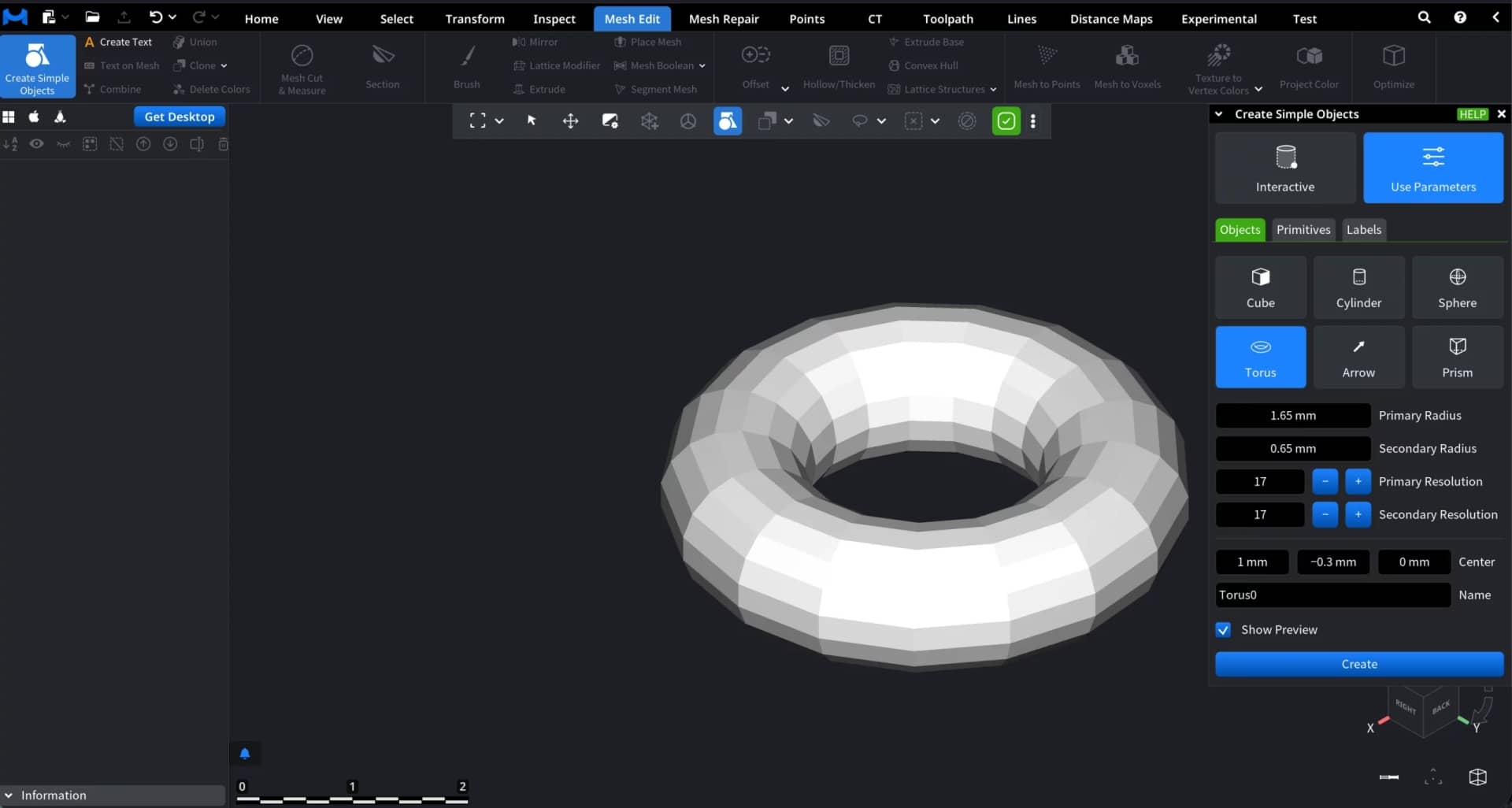 Create a Torus in MeshInspector