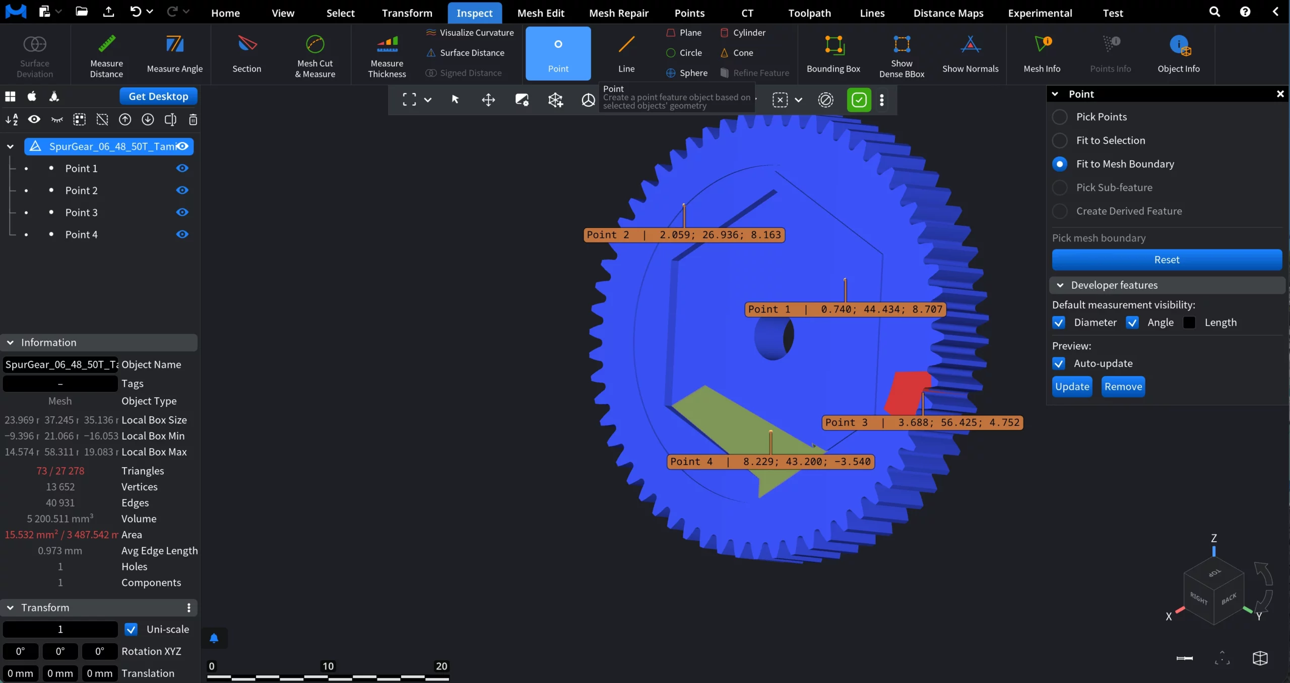 Point in MeshInspector