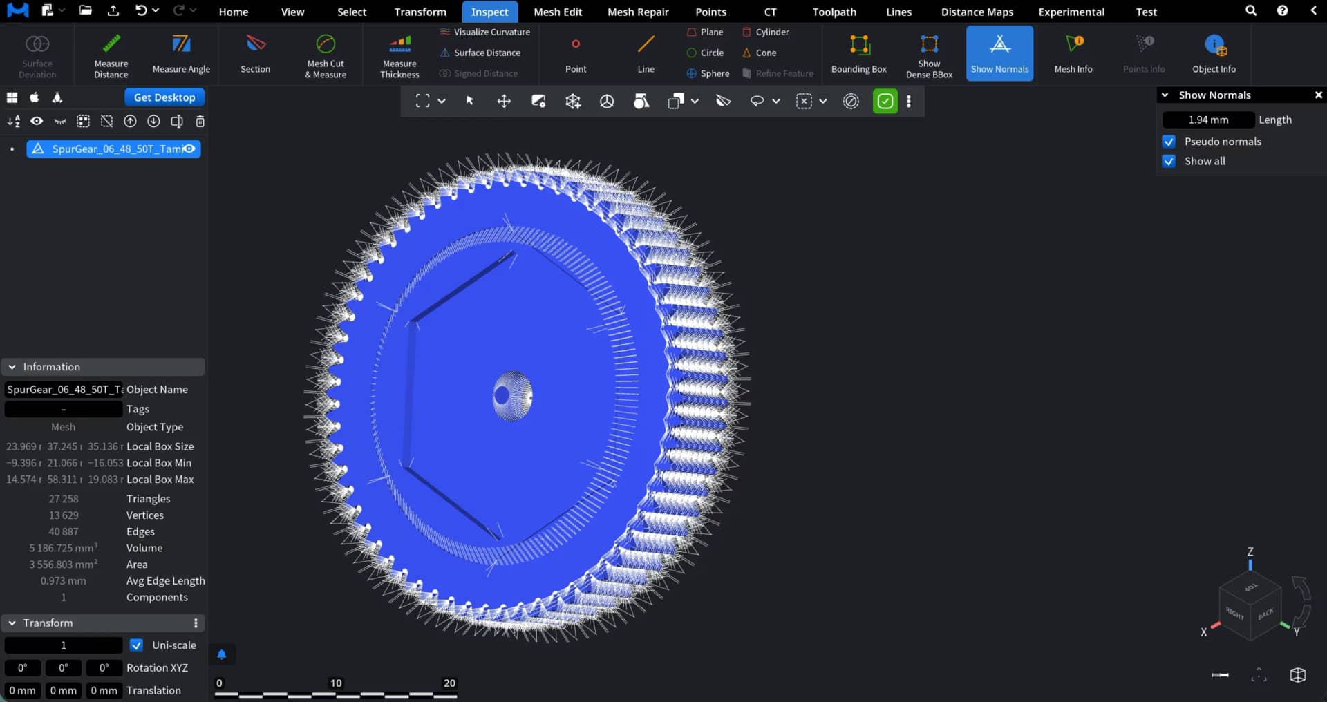 Show Normals in MeshInspector