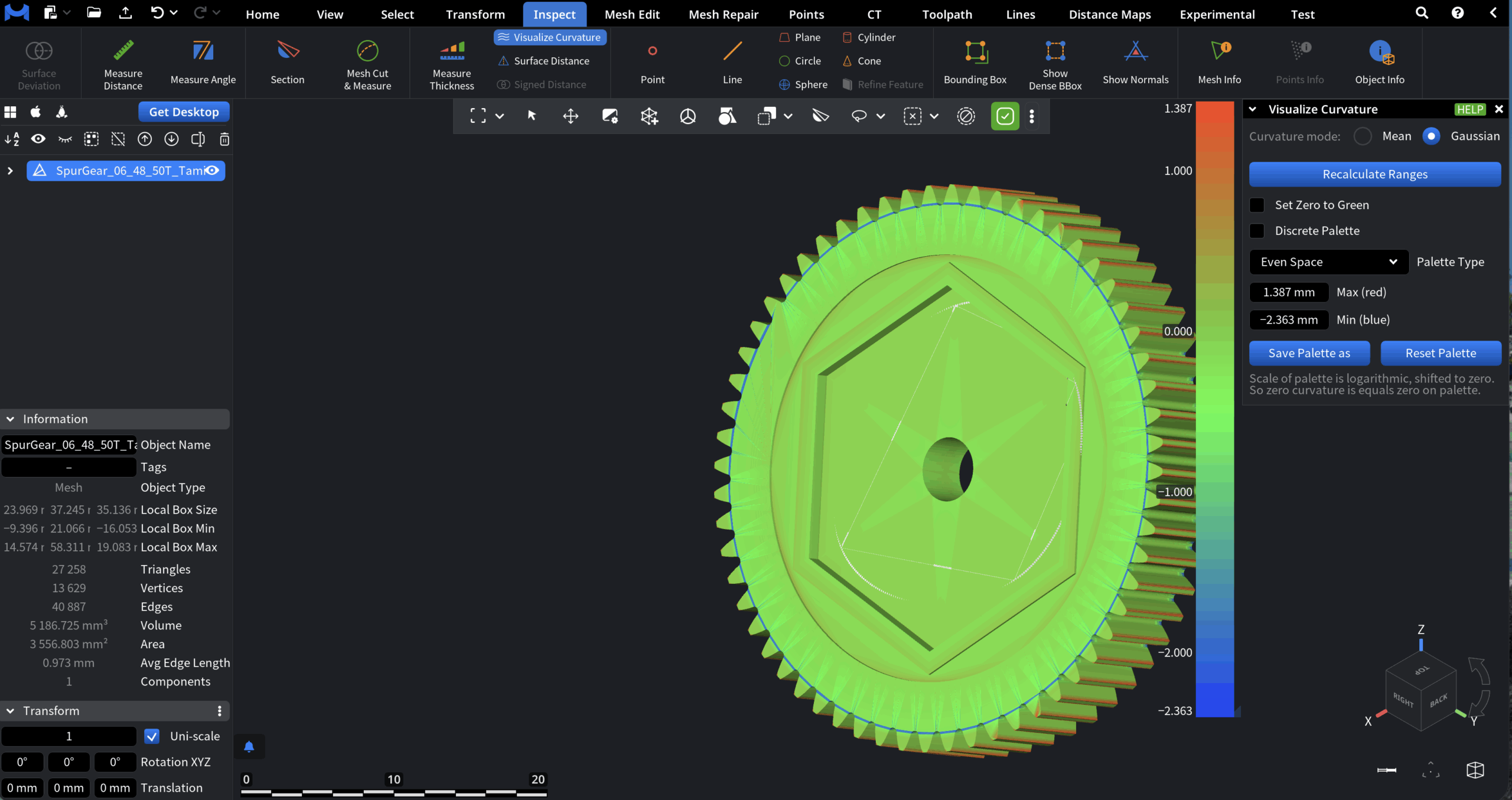 Visualize Curvature in MeshInspector