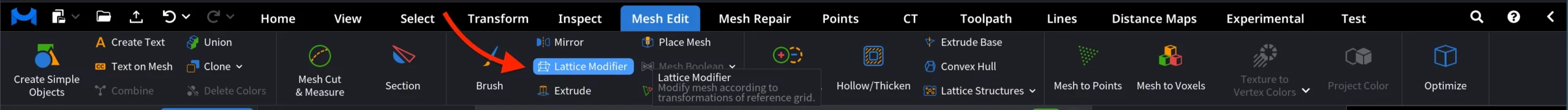 Where to find Lattice Modifier in MeshInspector