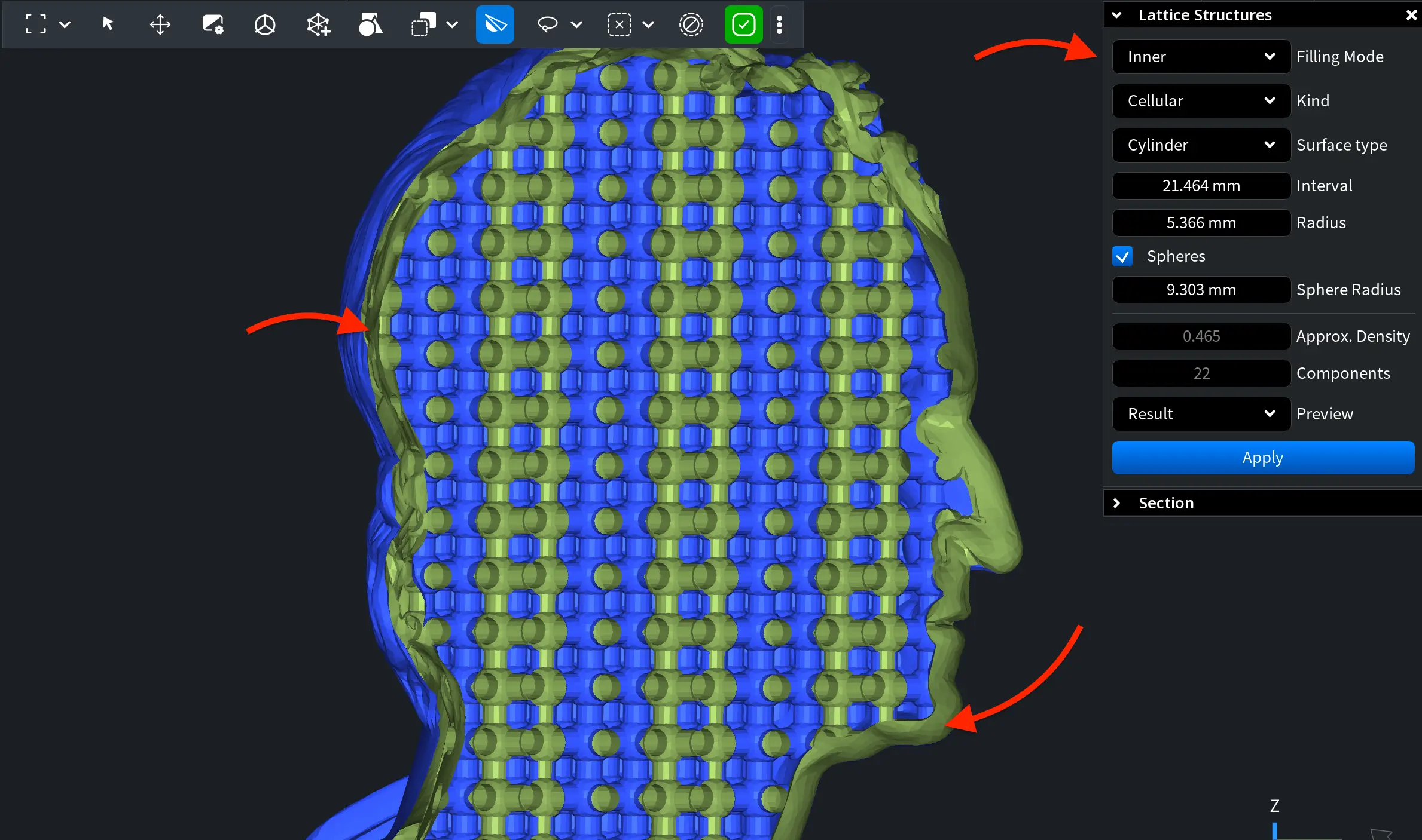 Inner Filling Mode in Lattice Structures