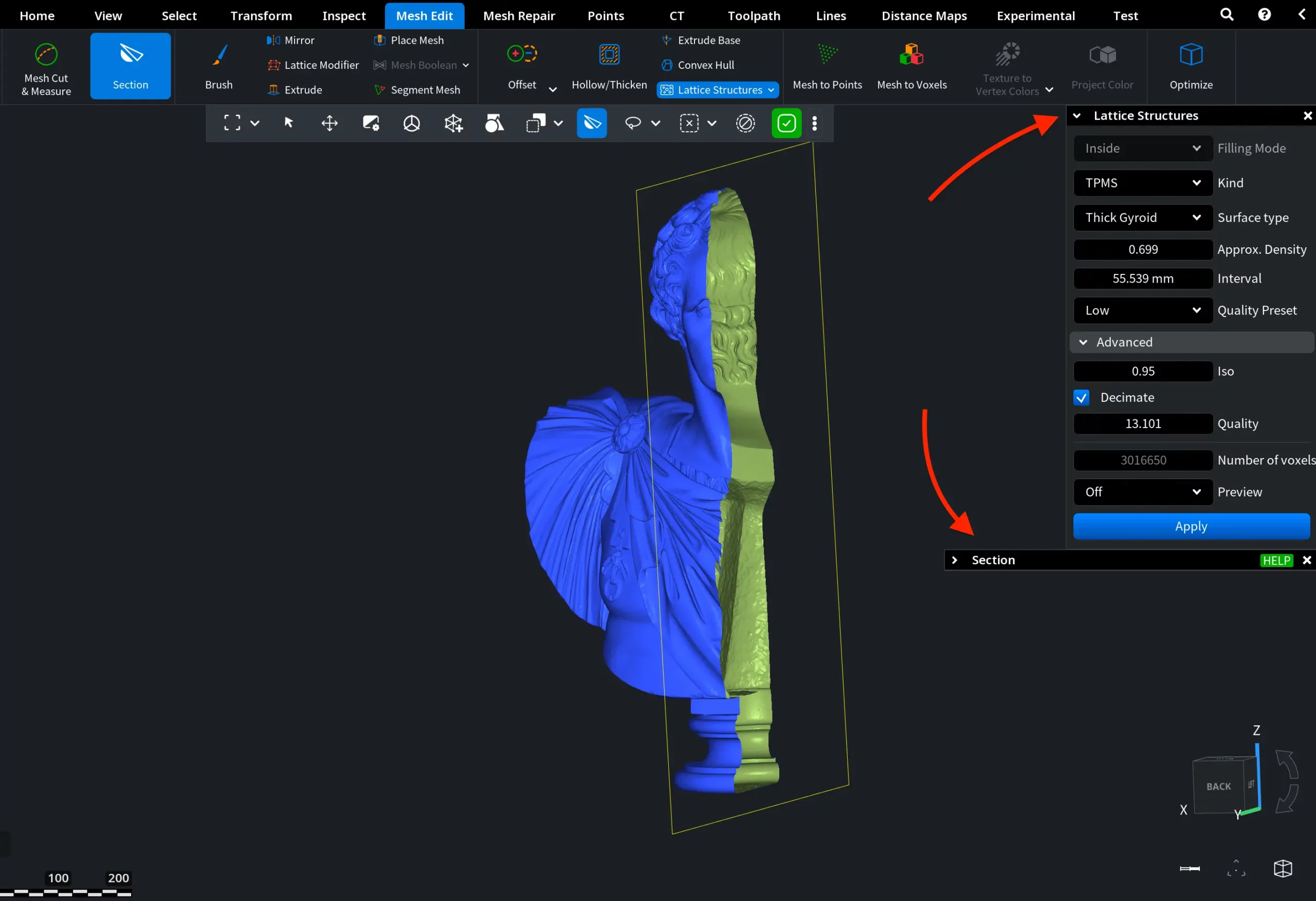 Section Opened Concurrently With Lattice Structures