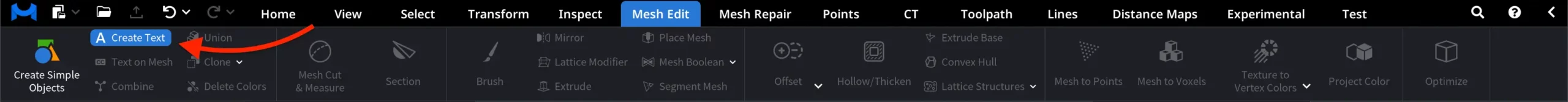 Create Text in MeshInspector