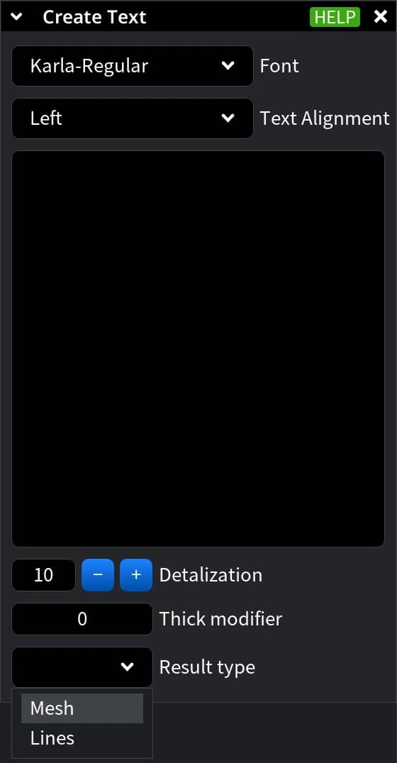 Create Text Tab in MeshInspector