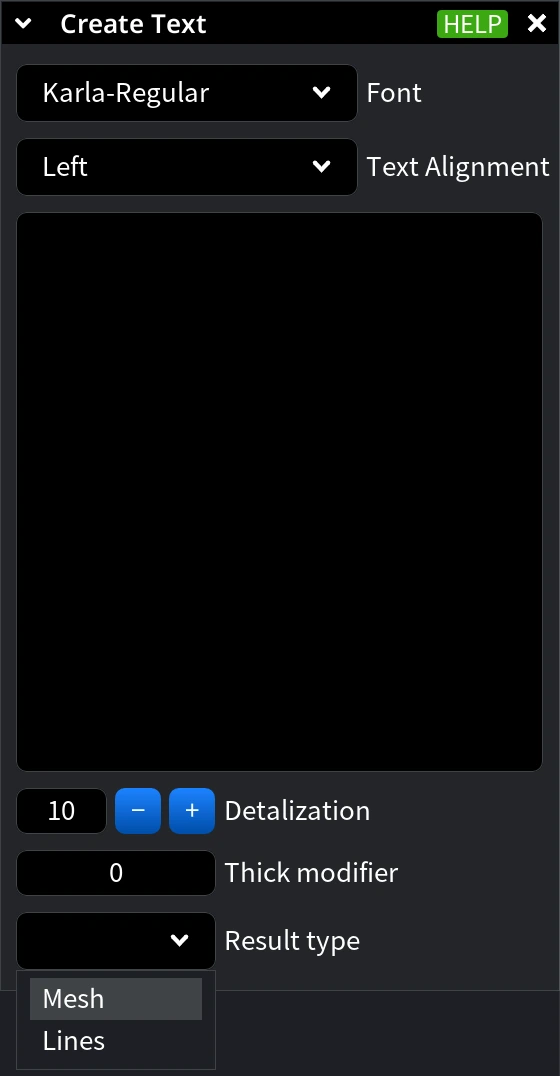 Create Text Tab in MeshInspector