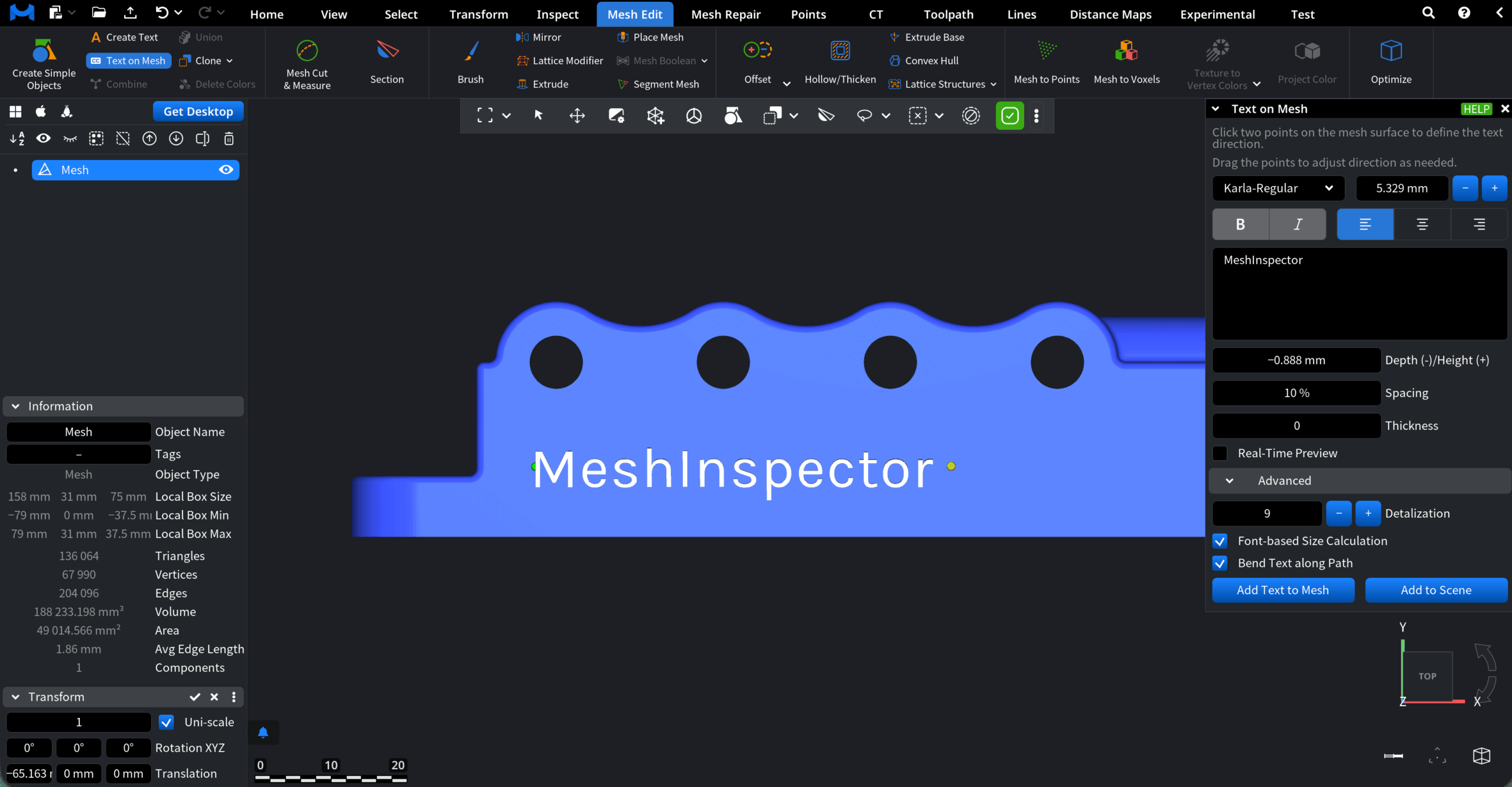 Text on Mesh: Preview