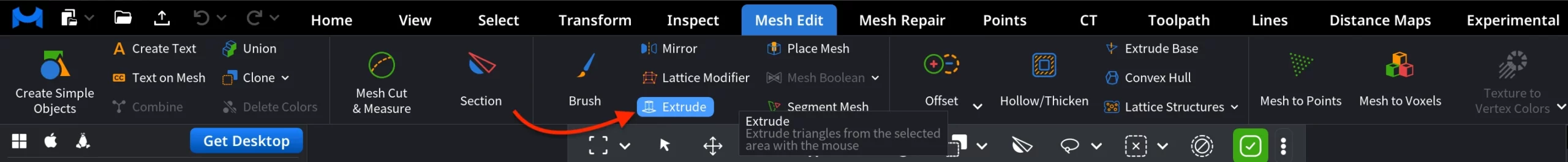 Where to to find Extrude 